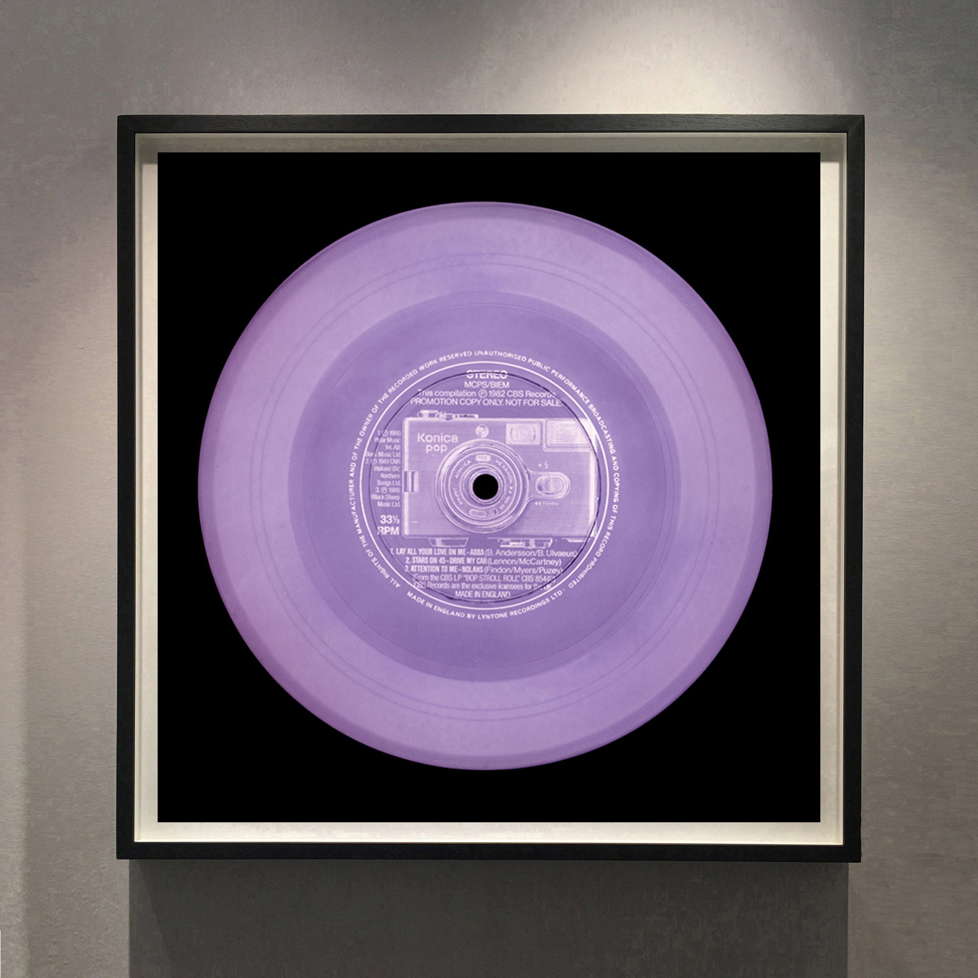 Vinyl Collection 'POP!' (Lilac), 2015. Acclaimed contemporary photographers, Richard Heeps and Natasha Heidler have collaborated to make this beautifully mesmerising collection. A celebration of the vinyl record and analogue technology, which reflects the artists practice within photography. 