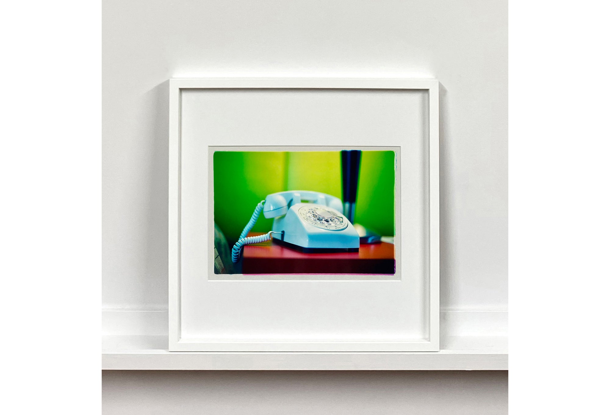 'Telephone III, Ballantines Movie Colony' is part of Richard Heeps' 'Dream in Colour' series. This cool Palm Springs interior artwork features a vintage telephone on a nightstand, combining gorgeous colours with a nostalgic mid-century feel.