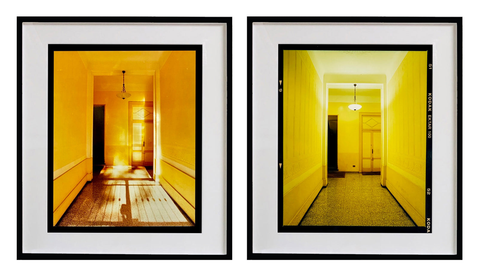 Yellow Corridor Day & Night - Pair of artworks