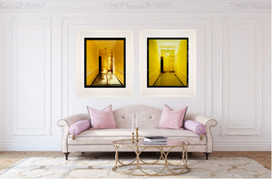 Yellow Corridor Day & Night - Pair of artworks