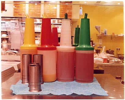 Sauce Bottles - Crussh Bar, Canary Wharf, Docklands, London 2004