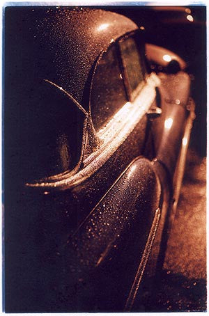 Car in rain (portrait), Camber Sands 2000