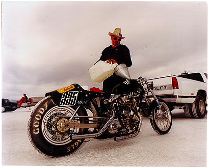 John Stege - 1650cc Harley Davidson refuelling, Bonneville, Utah 2003