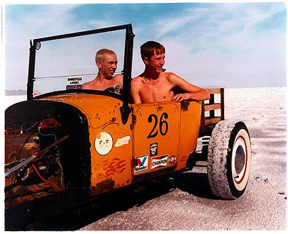 Otto & RJ in Otto's Model T I, Bonneville, Utah 2003