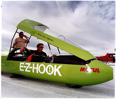 Sam Wheeler - E-Z Hook Motorcycle Streamliner, Bonneville, Utah 2003